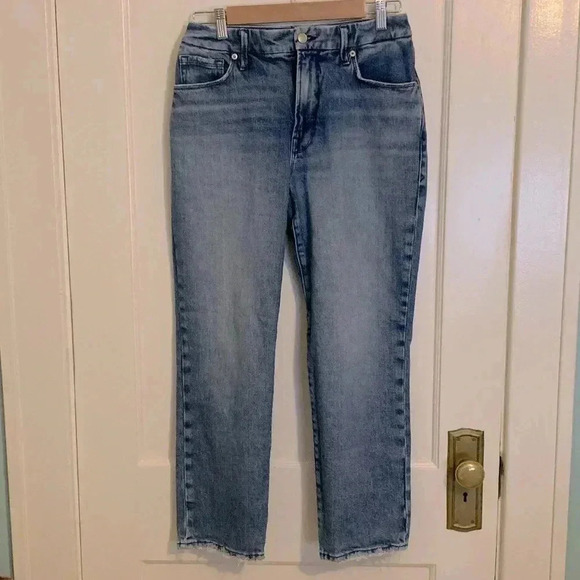 Good American Good Icon Cropped Jeans In Indigo260, Womens Size 4 - Picture 2 of 9